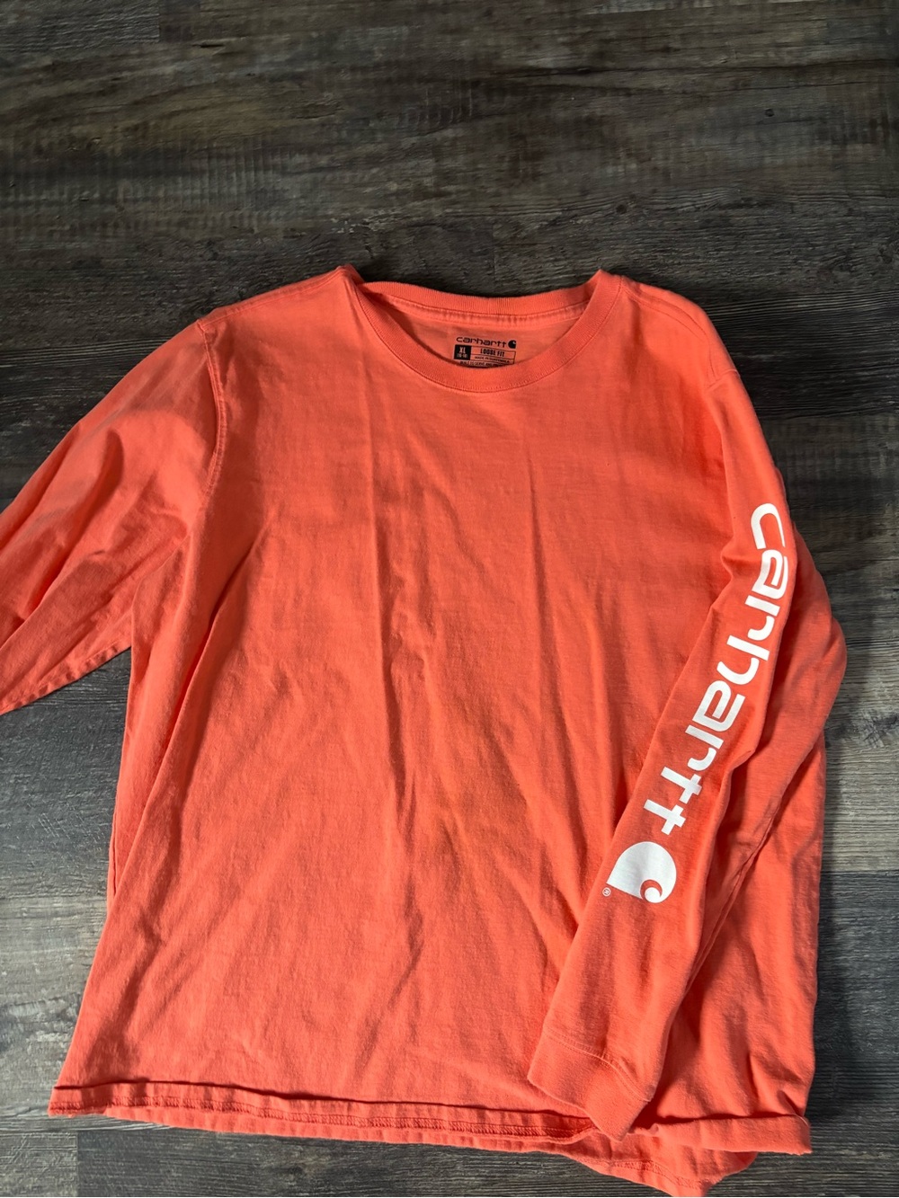 Carhartt Women’s Long-Sleeve Logo Tee — Coral/Orange